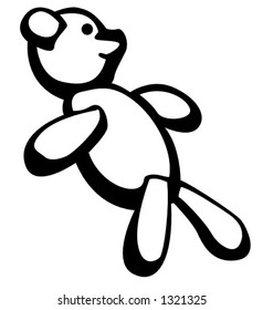 teddy bear illustration in black and white