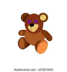 Teddy bear illustration. Brown, soft, toy. Childhood concept. Vector illustration can be used for topics like childhood, toy store, playing