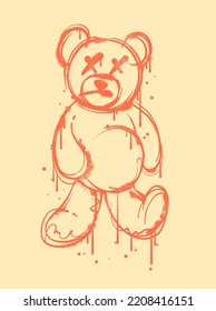 ilustración de osito de peluche al estilo del graffiti