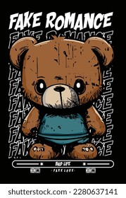 Teddy Bear Illustration Streetwear Design Apparel