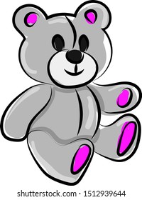 Oso de peluche, ilustración, vector sobre fondo blanco.