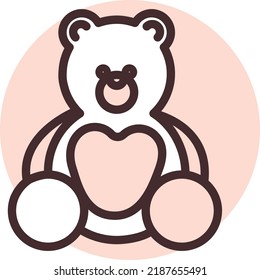 Oso de peluche, ilustración, vector sobre un fondo blanco.