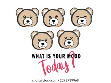 teddy bear illustration vector and slogan graphic tee