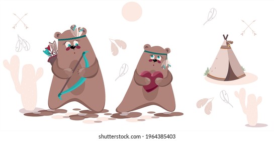 
osos de peluche indios con arco y flecha