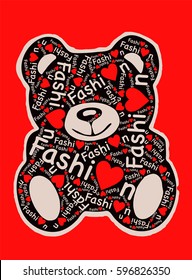 Teddy bear isolated with fashion text