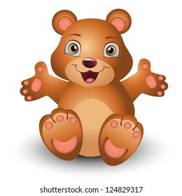 Teddy bear isolated on white, cartoon character.