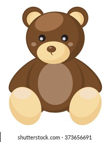 Teddy bear isolated on white background. Vector Image.