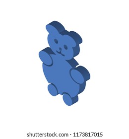 Teddy bear isometric left top view 3D icon