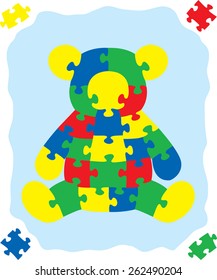 Teddy bear, Jigsaw,colourful