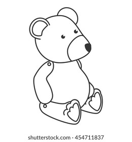 teddy bear kid ,black and white isolated flat icon