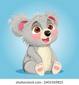 Carácter koala de oso de peluche, estilo de caricatura, ilustración vectorial