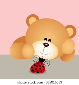 Teddy bear with ladybird, ladybug