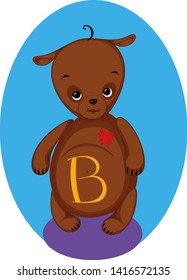 Teddy bear with the letter "B" on the tummy, it is possible to use a child's alphabet.