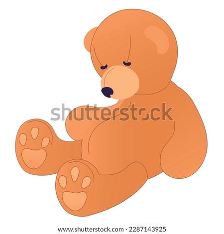 The teddy bear lies abandoned by the owner. Vector illustration of loneliness, mental depression, psychological problems. The concept of fear of separation or growing up, revision of life goals.