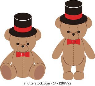 Teddy bear like a gentleman with a hat