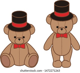 Teddy bear like a gentleman with a hat