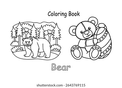 Teddy Bear line art coloring page for kids.