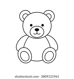 Teddy Bear Line Art Icon for Childhood Toys