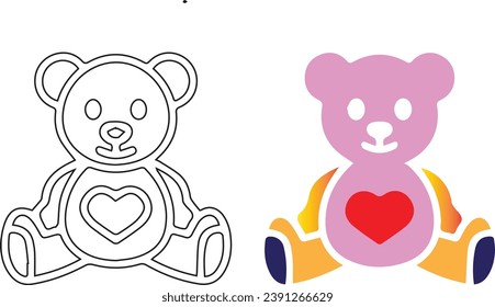 Teddy bear line and glyph icon, child and toy, animal sign, vector graphics, a linear pattern on a white background