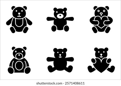 Teddy bear line and glyph icon set, vector illustration on white background