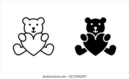 Teddy bear line and glyph icon set, vector illustration on white background