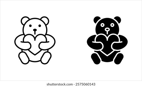 Teddy bear line and glyph icon set, vector illustration on white background