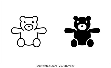 Teddy bear line and glyph icon set, vector illustration on white background