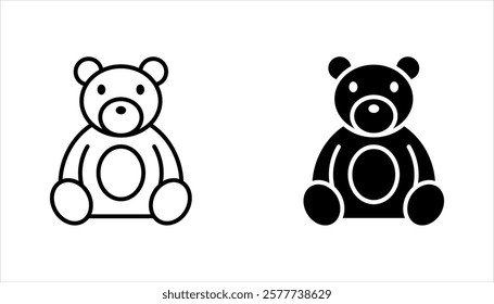 Teddy bear line and glyph icon set, vector illustration on white background