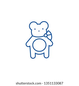 Teddy bear line icon concept. Teddy bear flat  vector symbol, sign, outline illustration.