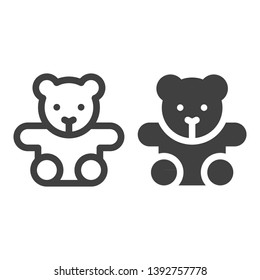 Teddy bear line icon isolated on white