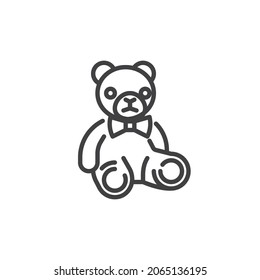 Teddy bear line icon. linear style sign for mobile concept and web design. Bear toy outline vector icon. Symbol, logo illustration. Vector graphics