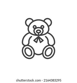 Teddybär-Symbol lineares Stilzeichen für mobiles Konzept und Webdesign. Bärenspielzeug-Umriss-Vektorsymbol. Symbol, Logo-Abbildung. Vektorgrafik