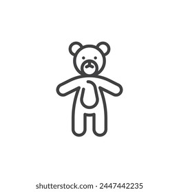 Teddy Bear line icon. linear style sign for mobile concept and web design. Teddy bear plush toy outline vector icon. Symbol, logo illustration. Vector graphics