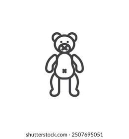 Teddy Bear line icon. linear style sign for mobile concept and web design. Bear plush toy outline vector icon. Symbol, logo illustration. Vector graphics