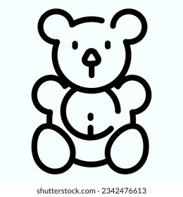 Teddy bear line icon. Plush toy vector illustration isolated on white. Soft bear toy outline style designed for and app. Eps 10.