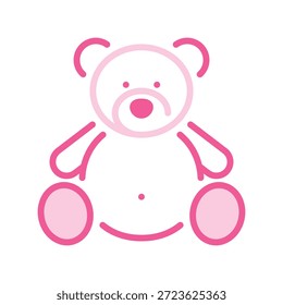 Icono de línea de oso de peluche. Juguete de peluche signo rosa, símbolo. Día de San Valentín, amor, fiesta, celebración, romance, concepto de regalo. Trazo editable. Ilustración vectorial. Diseño plano. Aislado en un fondo blanco.