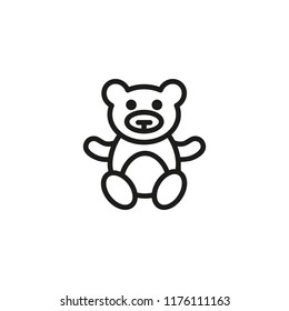 Teddy bear line icon. Toy, stuffed animal, game. Playroom concept. Vector illustration can be used for topics like childhood, kindergarden, playtime