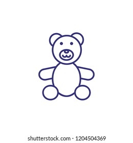 Teddy bear line icon. Toy concept. Childhood, toy, playing. Vector illustration for topics like childhood, nursery, baby toys