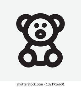 Teddy Bear Line Icon - Vector Illustration
