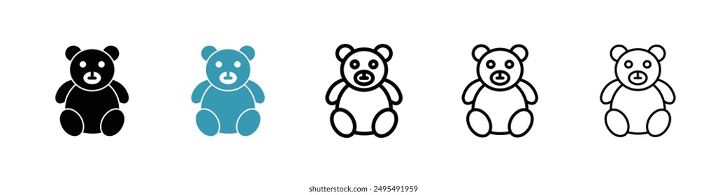 Teddy bear line icon vector set.