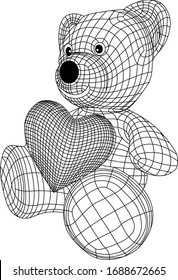 teddy bear linear graphics tattoo childhood love