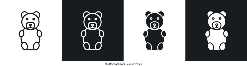 Teddy bear linear icon set for app, and web design.