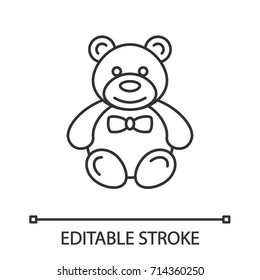 Teddy bear linear icon. Thin line illustration. Contour symbol. Vector isolated outline drawing. Editable stroke