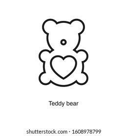 Teddy bear linear icon vector on white background. Black icon illustration