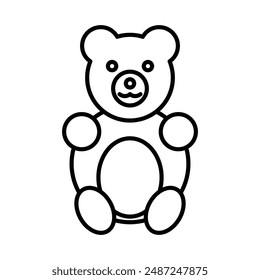 Teddy bear linear logo mark in black and white