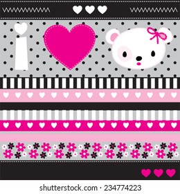 teddy bear love card vector illustration
