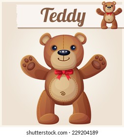 Teddy bear love hugs. Cartoon vector illustration. 