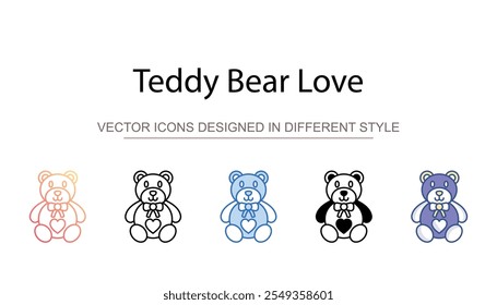 Diseño de icono de amor de oso de peluche con fondo blanco Ilustración de stock