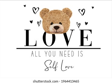 teddy bear and love message vector design