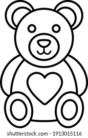 Teddy Bear Love and Romance Symbol, Stuff Toys Concept Vector Icon Design, Valentines Day Sign, Toddler Gift Idea on white background